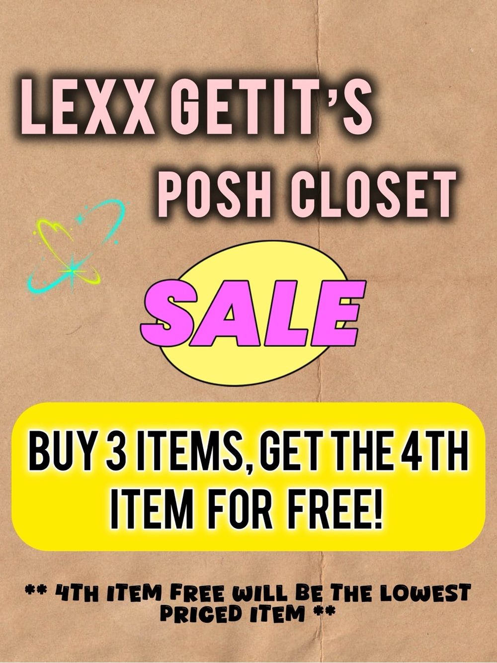 Posh Closet Sale Graphic - Pink & Yellow Text